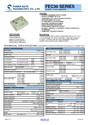 FEC30-12D15 Datasheet PDF Power Mate Technology