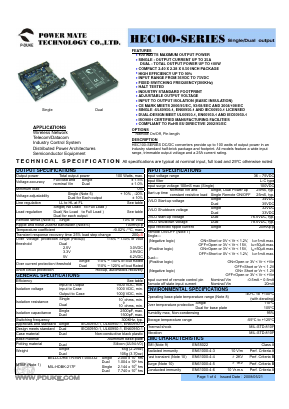 HEC100-48D3305-NHS1 Datasheet PDF Power Mate Technology