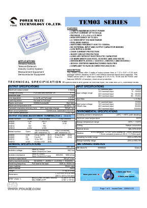 TEM03 Datasheet PDF Power Mate Technology
