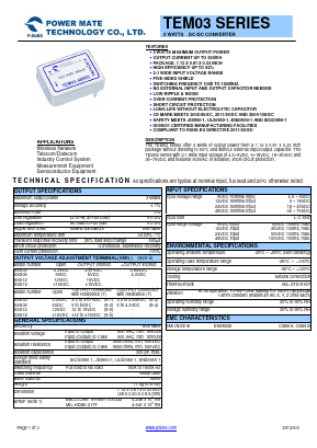 TEM03-05S33 Datasheet PDF Power Mate Technology