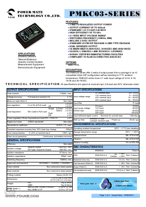 PMKC03-05D05 Datasheet PDF Power Mate Technology