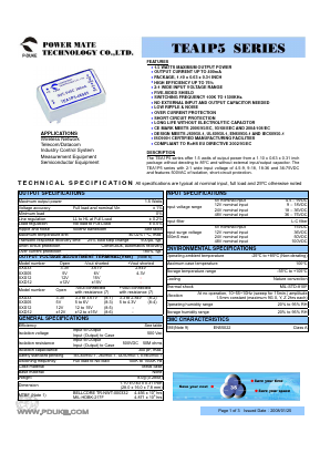 TEA1P5-24S12 Datasheet PDF Power Mate Technology