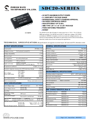 SDC20-48S2P0 Datasheet PDF Power Mate Technology