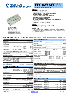 FEC15-48D12W Datasheet PDF Power Mate Technology