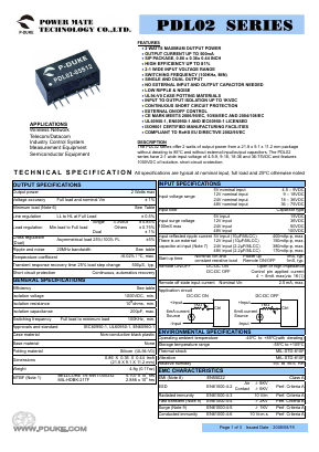PDL02-05D05 Datasheet PDF Power Mate Technology