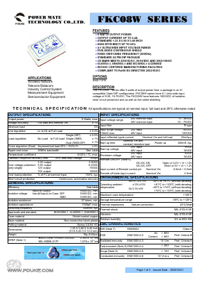 FKC08-48D15W Datasheet PDF Power Mate Technology