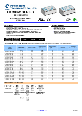 FKC08-48D05W Datasheet PDF Power Mate Technology