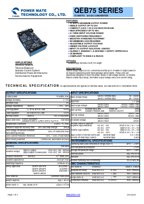 QEB75-48S05-STH Datasheet PDF Power Mate Technology