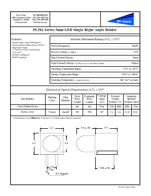 PL501-1Y01 Datasheet PDF P-tec Corporation
