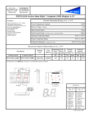 PDT512SM-CCMR09 Datasheet PDF P-tec Corporation
