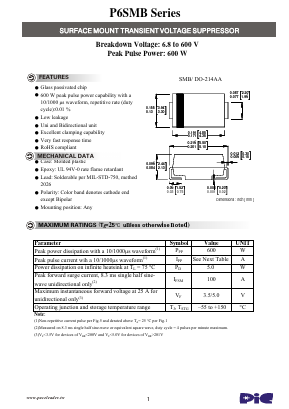 P6SMB100A Datasheet PDF PACELEADER INDUSTRIAL