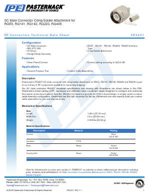 PE4231 Datasheet PDF Pasternack Enterprises, Inc.