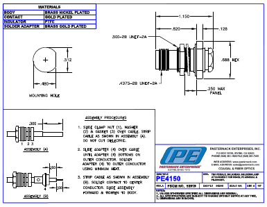 PE4150 Datasheet PDF Pasternack Enterprises, Inc.