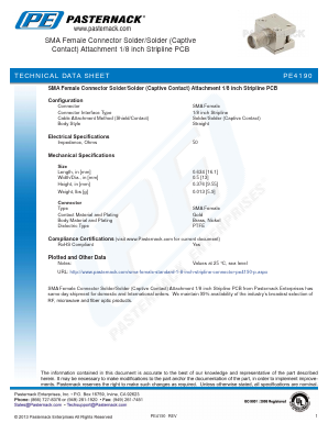 PE4190 Datasheet PDF Pasternack Enterprises, Inc.