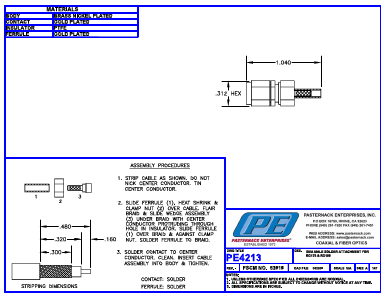 PE4213 Datasheet PDF Pasternack Enterprises, Inc.