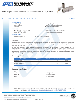 PE4250 Datasheet PDF Pasternack Enterprises, Inc.