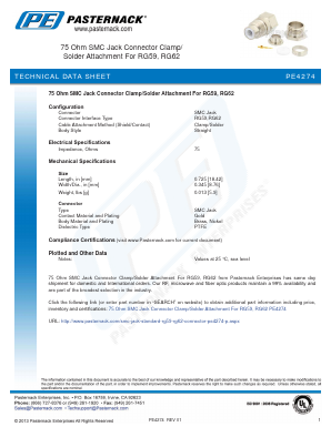 PE4274 Datasheet PDF Pasternack Enterprises, Inc.