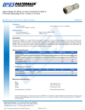PE8251 Datasheet PDF Pasternack Enterprises, Inc.