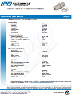 PE9734 Datasheet PDF Pasternack Enterprises, Inc.