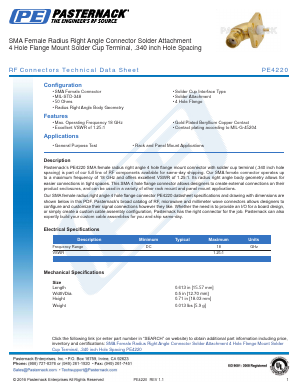 PE4220 Datasheet PDF Pasternack Enterprises, Inc.