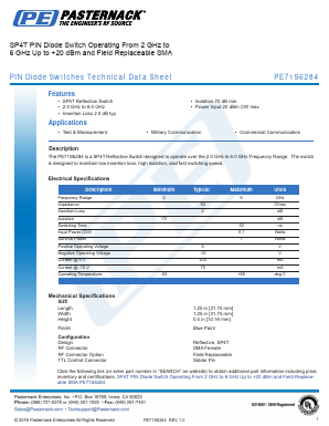PE71S6284 Datasheet PDF Pasternack Enterprises, Inc.