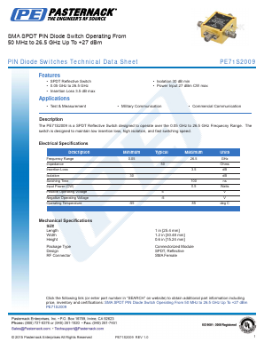 PE71S2009 Datasheet PDF Pasternack Enterprises, Inc.
