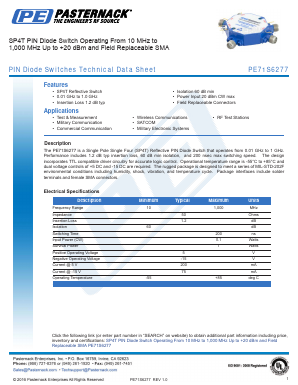 PE71S6277 Datasheet PDF Pasternack Enterprises, Inc.