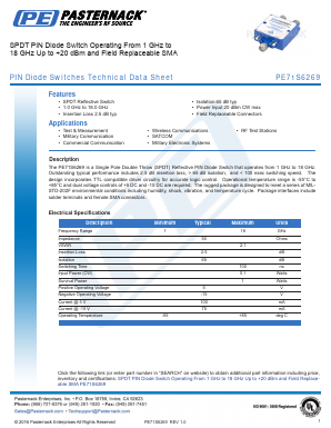 PE71S6269 Datasheet PDF Pasternack Enterprises, Inc.