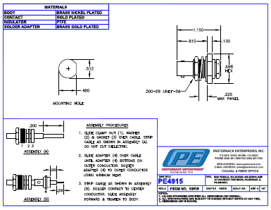 PE4915 Datasheet PDF Pasternack Enterprises, Inc.