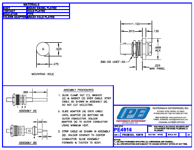 PE4916 Datasheet PDF Pasternack Enterprises, Inc.