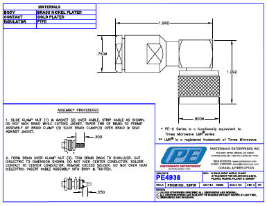 PE4938 Datasheet PDF Pasternack Enterprises, Inc.