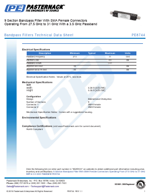 PE8744 Datasheet PDF Pasternack Enterprises, Inc.