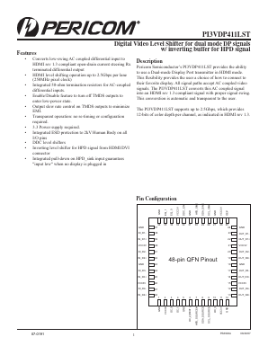 PI3VDP411LST Datasheet PDF Pericom Semiconductor Corporation