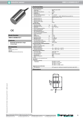 NBB10-30GM50-E2-T Datasheet PDF Pepperl+Fuchs Inc.
