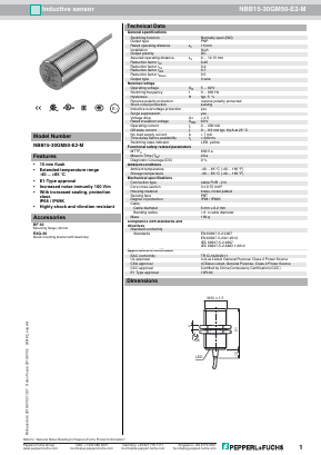 NBB15-30GM50-E2-M Datasheet PDF Pepperl+Fuchs Inc.