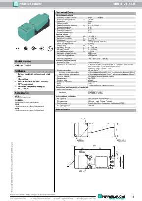 NBB15-U1-A2-M Datasheet PDF Pepperl+Fuchs Inc.