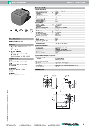 NBB20-L2M-A0-V1-M Datasheet PDF Pepperl+Fuchs Inc.