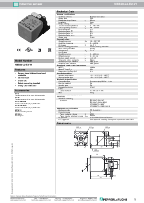 NBB20-L2-E2-V1 Datasheet PDF Pepperl+Fuchs Inc.