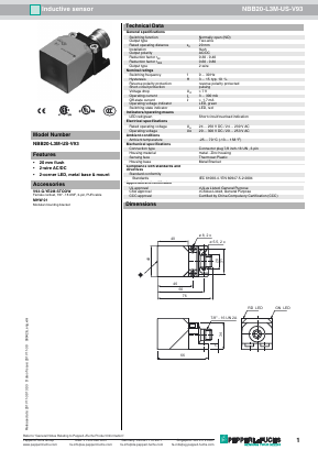 NBB20-L3M-US-V93 Datasheet PDF Pepperl+Fuchs Inc.