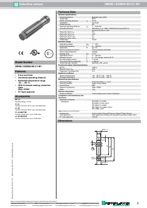 NBN8-12GM50-E0-V1-M1 Datasheet PDF Pepperl+Fuchs Inc.
