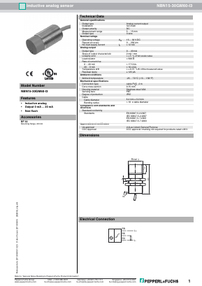 NBN15-30GM60-I3 Datasheet PDF Pepperl+Fuchs Inc.