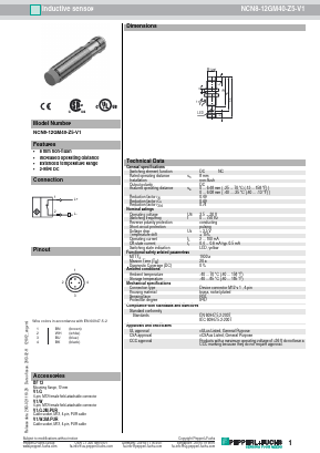 NCN8-12GM40-Z5-V1 Datasheet PDF Pepperl+Fuchs Inc.