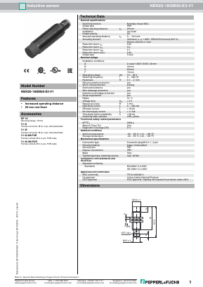 NEN20-18GM50-E3-V1 Datasheet PDF Pepperl+Fuchs Inc.