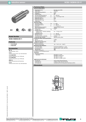 NCB5-18GM40-Z0-V1 Datasheet PDF Pepperl+Fuchs Inc.