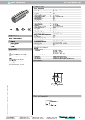 NCB5-18GM40-Z3-V1 Datasheet PDF Pepperl+Fuchs Inc.