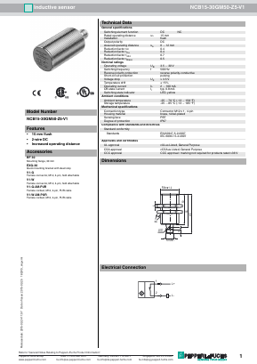 NCB15-30GM50-Z5-V1 Datasheet PDF Pepperl+Fuchs Inc.
