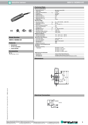 NBN15-18GM60-UO Datasheet PDF Pepperl+Fuchs Inc.