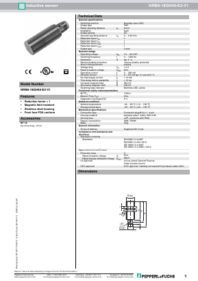 NRB8-18GH40-E2-V1 Datasheet PDF Pepperl+Fuchs Inc.
