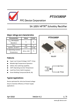 PT5V100SP Datasheet PDF PFC Device Inc.