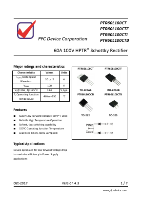 PTR60L100CTI Datasheet PDF PFC Device Inc.